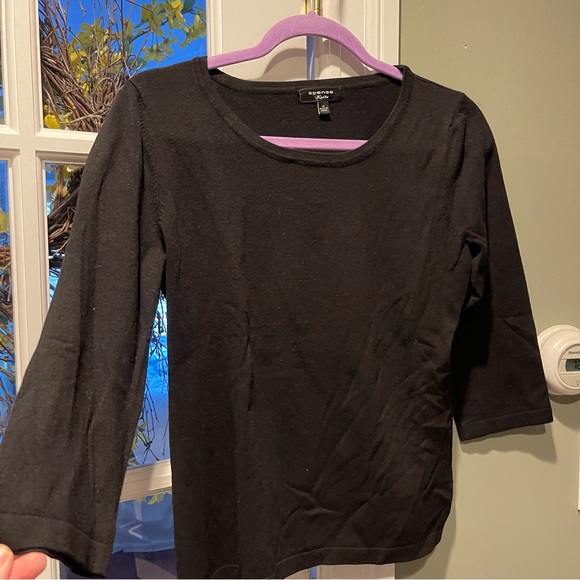 Spense brand knit top. Simple black pullover with some stretch. 3/4 sleeves. - Picture 2 of 7